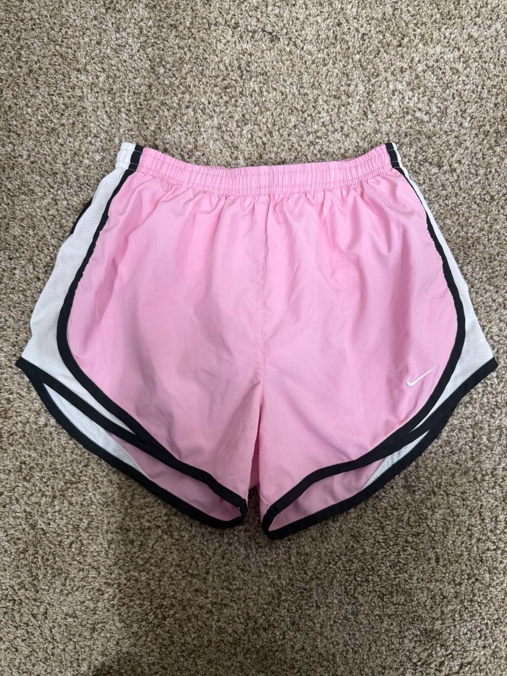 Nike Dri-FIT Pink Athletic Running Shorts with White Mesh Side Panels Size S